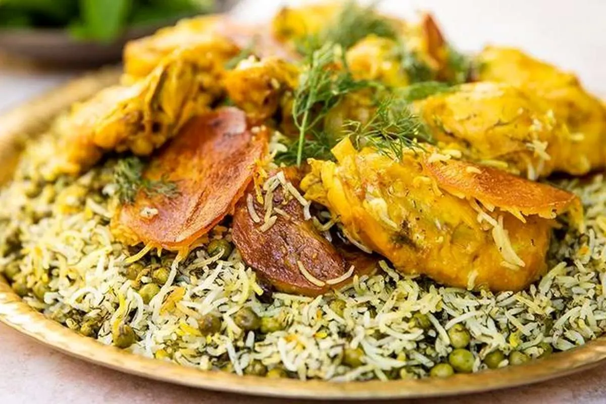 نخودفرنگی پلو با مرغ و شوید،غذایی متفاوت و خوشمزه