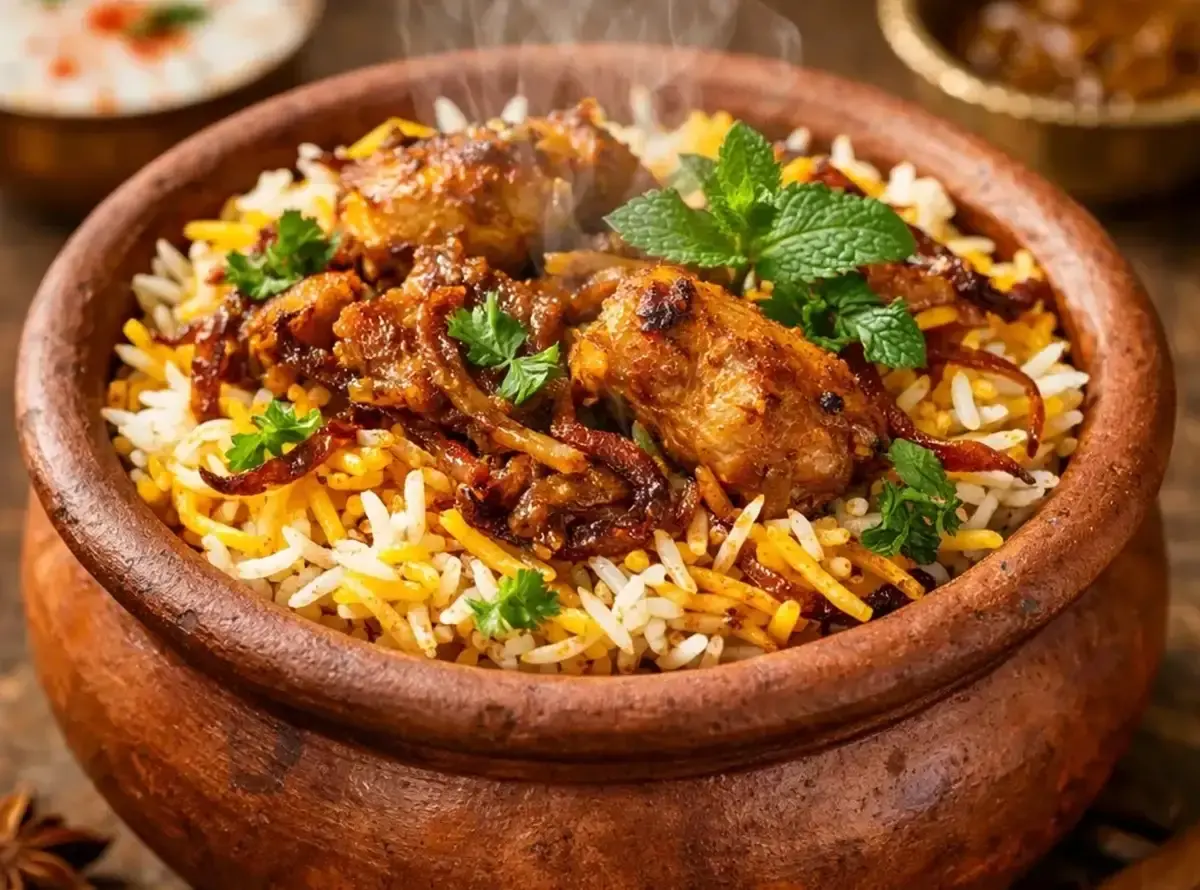 دستور پخت مرحله‌به‌مرحله بریانی حیدرآبادی هندی